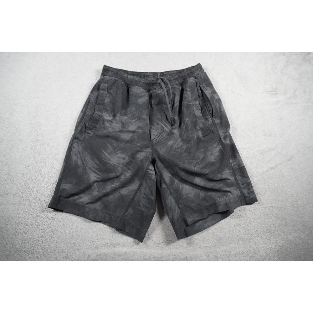 Lululemon Shorts Men Medium Gray Batik Athletic Running Elastic Waist Drawstring